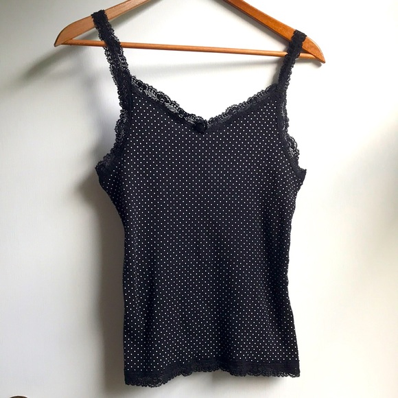 L.e.i. Y2K polka Dot Cami Tank Lace Straps Trim L - Picture 2 of 10